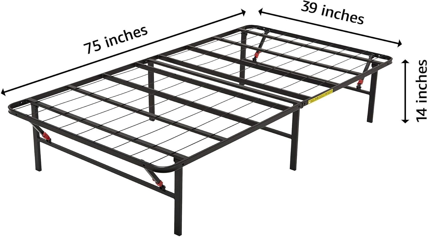 Basics Foldable, 14" Metal Platform Bed Frame with Tool-Free Assembly, No Box Spring Needed - Twin: Furniture & Decor