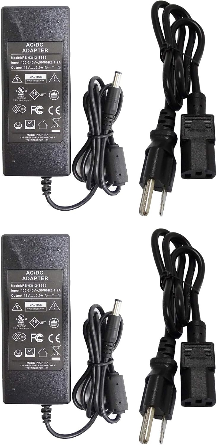 TIGERSECU Security Camera Power Adapter 12V 3A 100V240V Power Supply