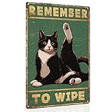ALKB Bathroom Tuxedo Cat Sign - Remember to Wipe