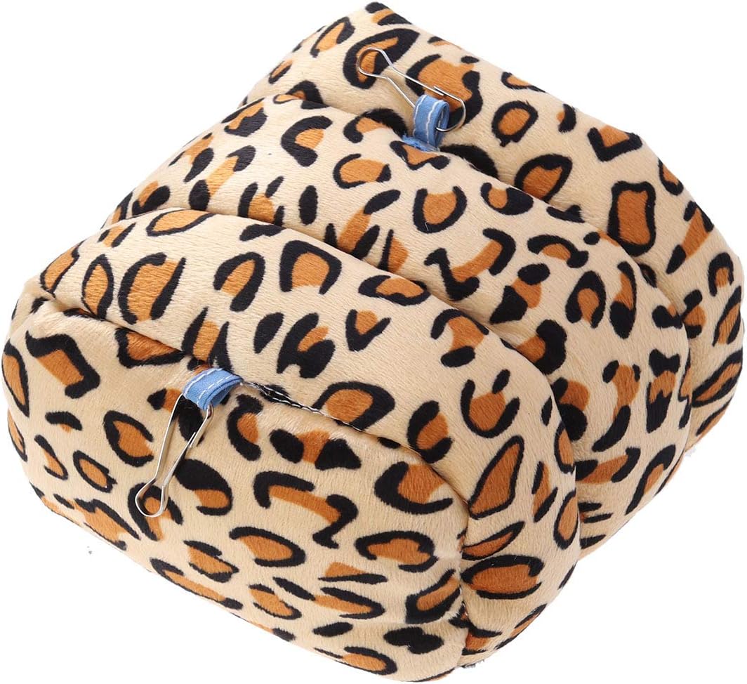POPETPOP Hamster House Bed Guinea Pig Winter Warm Sleeping Nest Hideout for Hedgehog Chinchilla Small Animal Hanging House Cage (Leopard Print) - Image 4