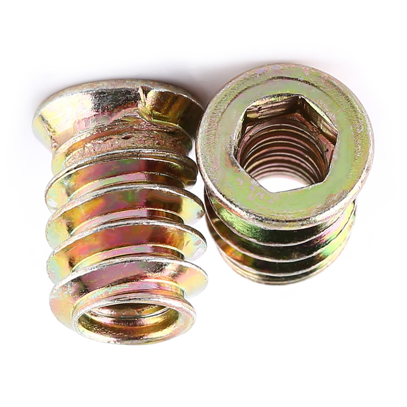 FTVOGUE 20pcs Carbon Steel Screw Nuts Socket Drive Head Screws Hex Insert Nuts Threaded Wood Inserts (M6*15mm)