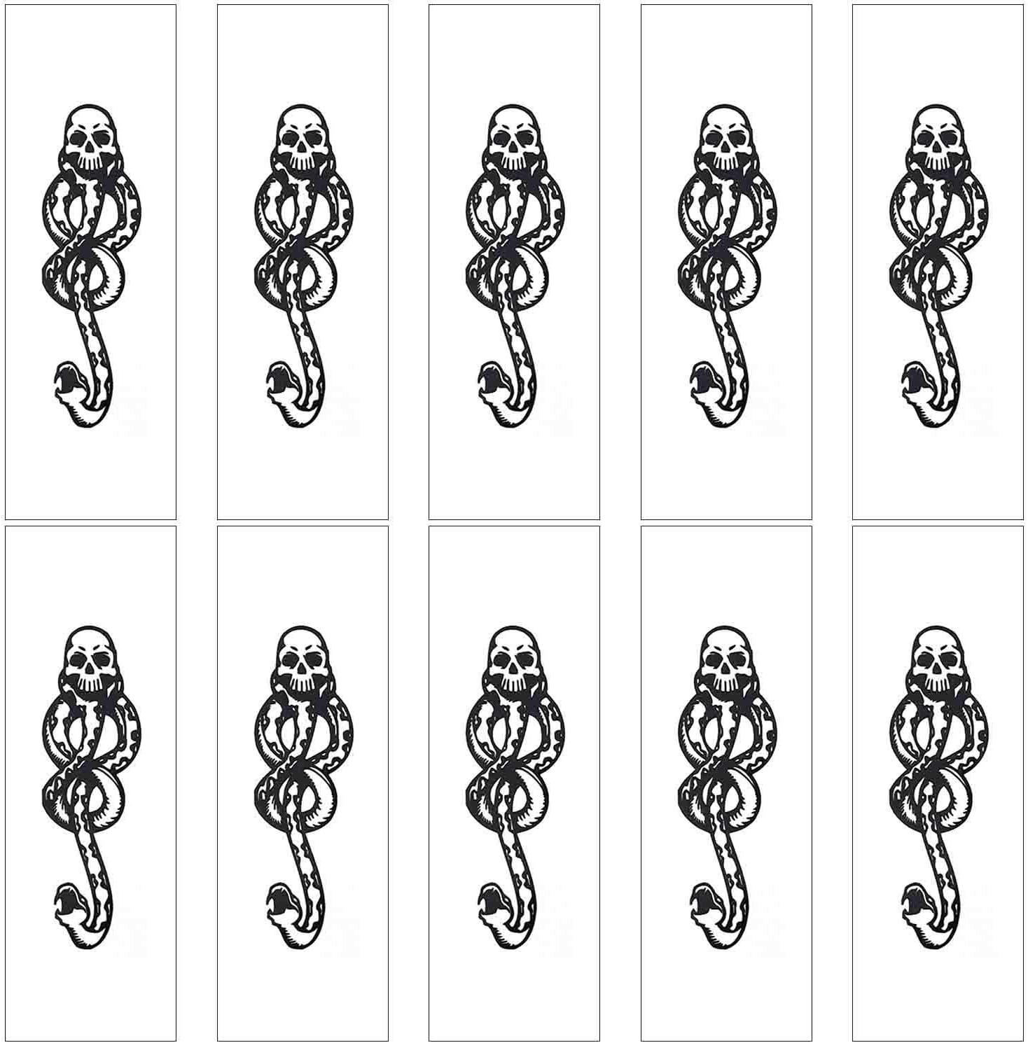 10Pcs Christmas Magic Death Eaters Dark Mark Mamba Skull Snake Halloween Temporary Tattoos Stickers for Harry Potter Costume Festival Party - Image 3