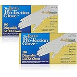 Comfitwear Disposable Latex Gloves, Powder Free, Medium, 200 Gloves (2 Boxes of 100 Gloves)