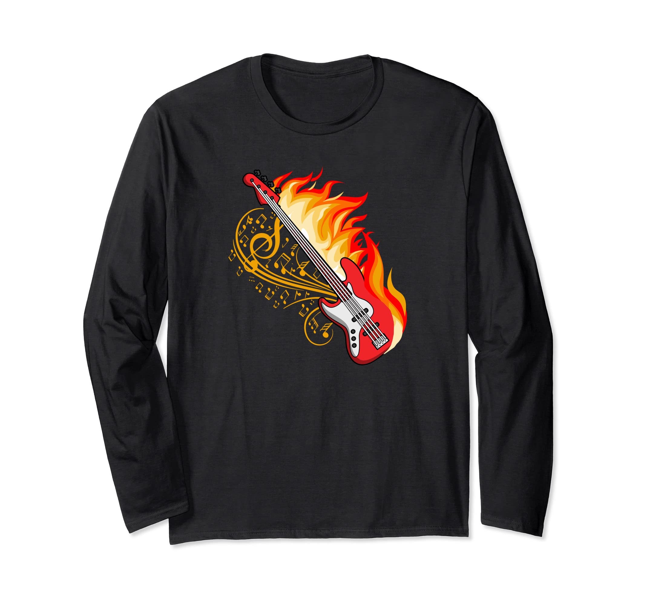 Bass Guitar In Flames - Bassist Bass Player Long Sleeve T-Shirt
