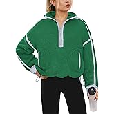 Yanekop Womens Quarter Zip Pullover Sherpa Fleece Jacket Oversized Zip Up Sweatshirt Half Zip Pullover Fuzzy Outerwear