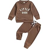 Toddler Baby Boy Clothes Long Sleeve Waffle Little Dude Crewneck Sweatshirt Casual Pants 2Pcs Fall Winter Outfit