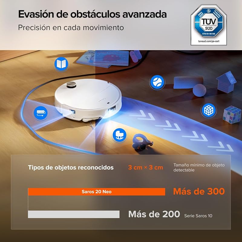 Saros 20 Neo Robot Aspirador e Esfregão, Aspiração 36000 Pa