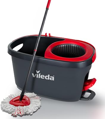 Ensemble Balai et Seau pour Les sols Turbo avec essoreur actionné par pédale | Manche télescopique 65-131 cm | Tête de Balai en Microfibre | Nettoyage en Profondeur avec Un Minimum d’Efforts