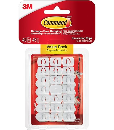 26-Pack Outdoor String Light Hooks - Heavy Duty Clear Clips With Waterproof Adhesive Strips