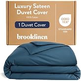 Brooklinen Sateen Duvet Cover Hotel-Quality Luxury - Twin/TXL, Abyss Blue | Silky-smooth 100% cotton sateen duvet cover, soft &amp; hotel-quality; corner ties &amp; button closure secure your insert.