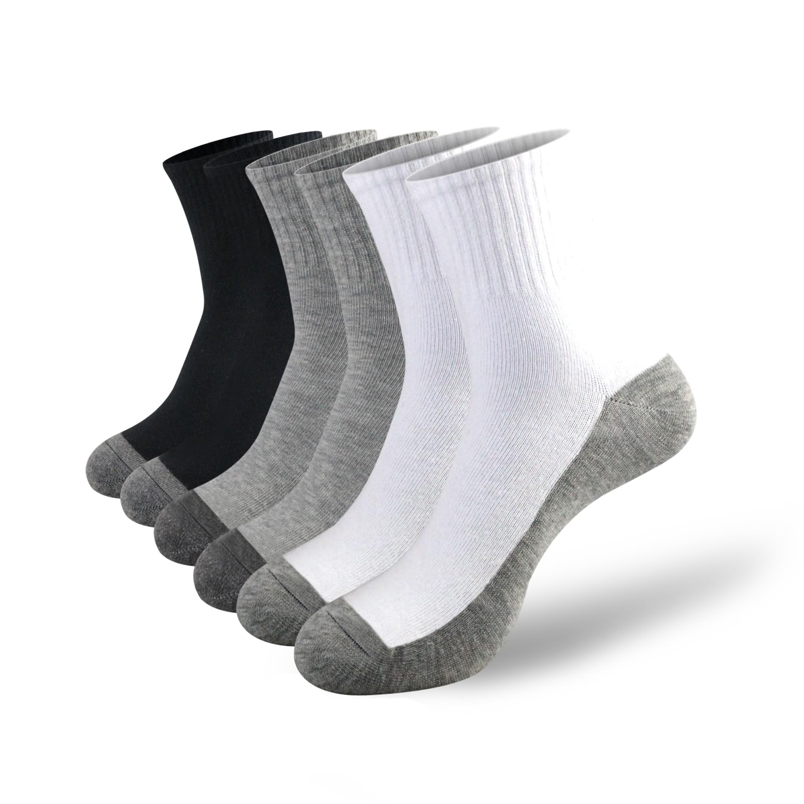 Photo 1 of KYINSPORT Men's Athletic Performance Cotton Quarter Crew Socks- Anti-blister Moisture Wicking Casual Running Socks,Size 9-12,6 Pairs