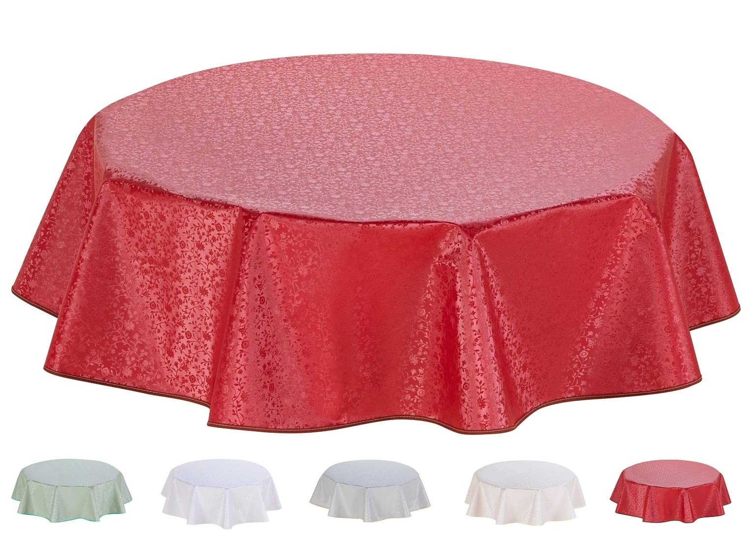 Home Direct Round Embossed Oilcloth PVC Wipe Clean Tablecloth 155cm 61" Red