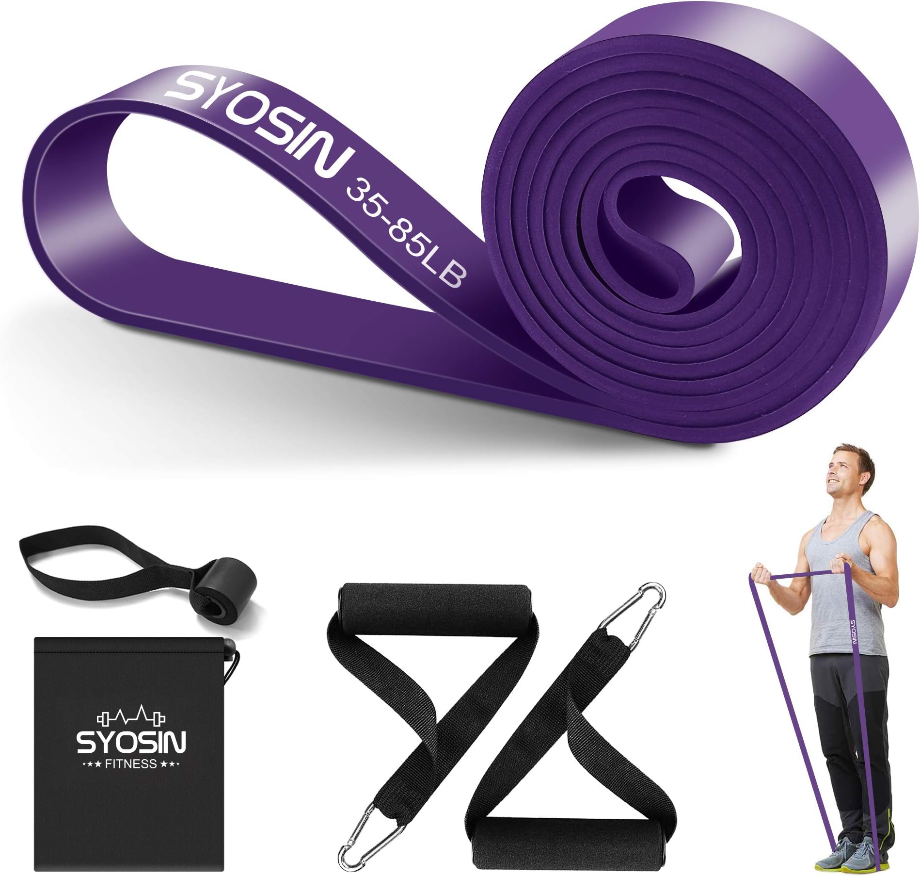 SYOSIN Resistance Band, Assisted Pull Up Band, Premium Latex Resistance Loop Bands, Single Exercise Workout Band for CrossFit, Powerlifting, Stretch Mobility, Yoga for Men and Women (S)