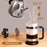 TBGENIUS 4 Cup Cafetiere French Press Coffee Maker 0.6L Borosilicate Glass view 4