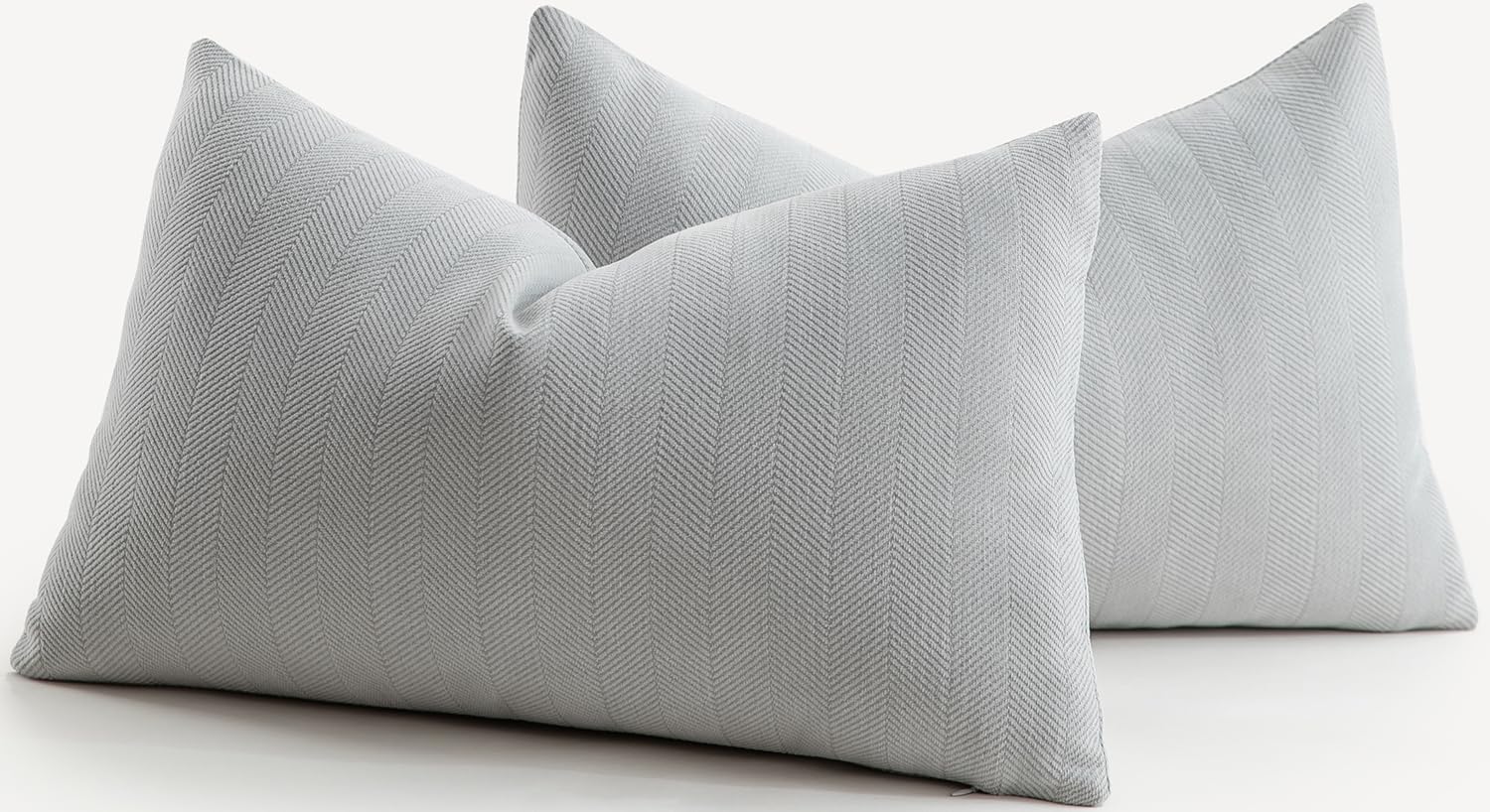 Mandioo Pack of 2 Chenille Cushion Covers Soft Comfortable Durable Throw Pillow Cases for Home Decor Sofa Couch Living Room Bedroom 12 x 20 Inch 30x50 cm Light Grey