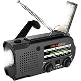 Lukasa 5000mAh Emergency Hand Crank Portable AM/FM/NOAA Weather Radio, Rechargeable Solar Radio with LED Flashlight, Phone Ch