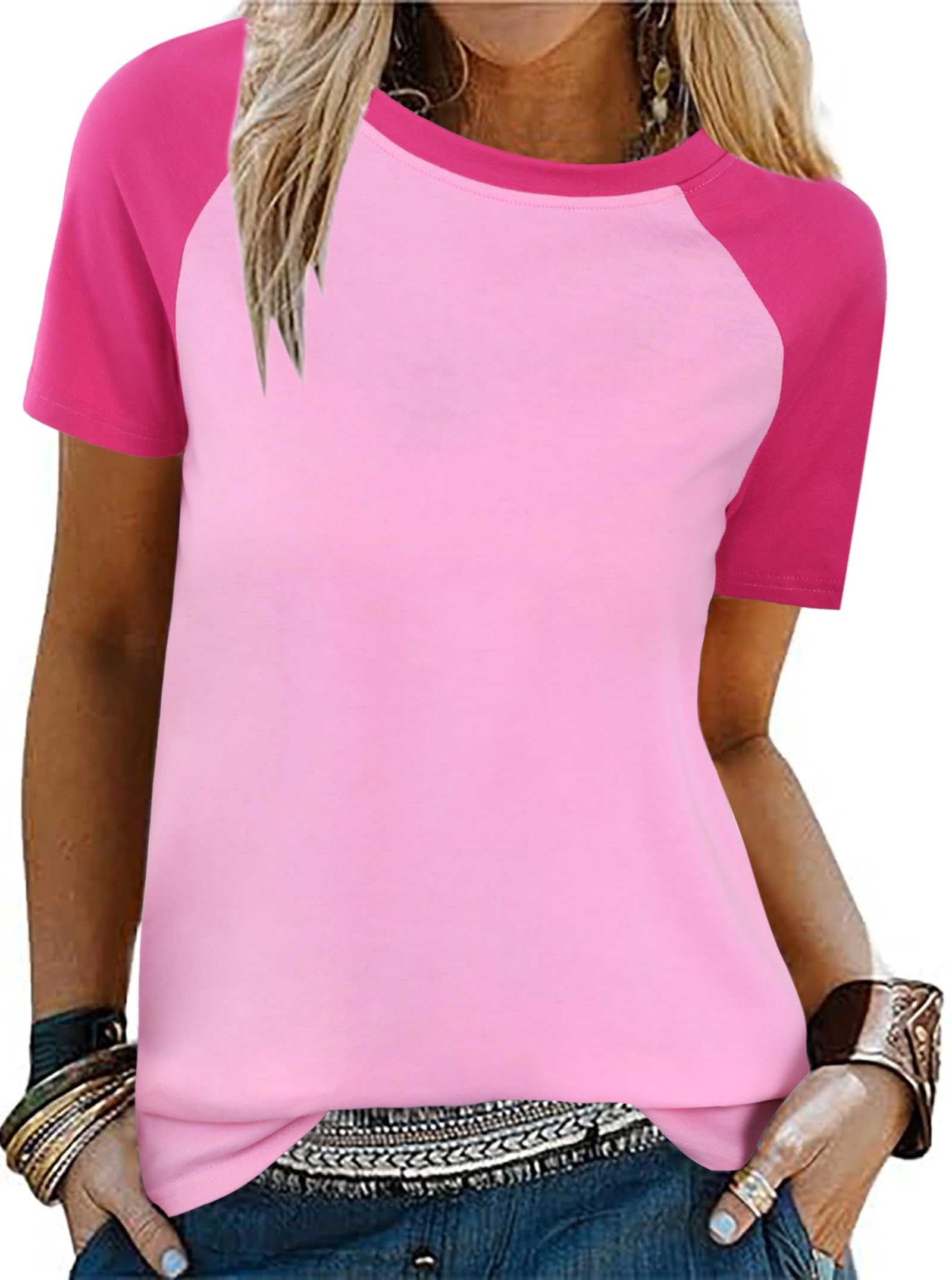 Remidoo Womens Color Block Short Sleeve T Shirt