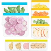 10 Pack Reusable Gallon Freezer Bags, Multicolor | Dishwasher Safe Silicone Food Snack Storage Bags with 3 Sizes for Snack, Sandwich, Lunch