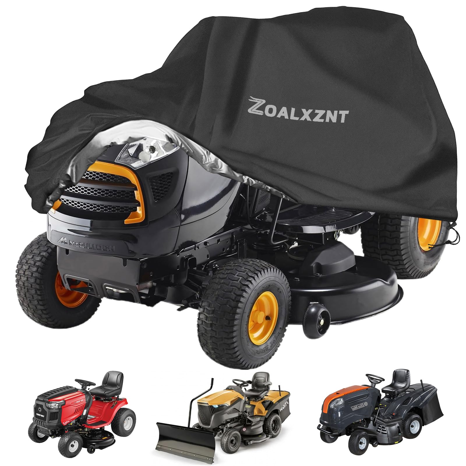 Waterproof Outdoor Lawn Mower Cover with Adjustable Rope, Anti-Wind Lawn Mower Cover, 420D Oxford Lawn Mower Cover (250 x 110 x 110 cm, Black)