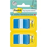 Post-it Flags, 1 x 1.7 in, Blue, 2 Dispensers, 50 Flags/Dispenser | Removable Page Markers for Planners, Journals, and Calendars