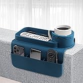 CENELO Silicone Couch Cup Holder - Anti-Slip Sofa Armrest Tray with Cup Holder & 4 Pockets, Large Size Foldable Couch Arm Tray for Cup, Snack, Phone, Tablet, Remote Control, Gifts for Mom Dad