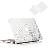 RUBAN Case Compatible with MacBook Air 13 Inch (Models: A1369 & A1466, Older Version 2010-2017 Release), Slim Snap On Hard Shell Protective Cover and Keyboard Cover (White Marble)