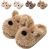 Drecage Big Kids Slippers for Boys Girls Winter Warm Cute Dog House Shoes Fuzzy Fun Cartoon Indoor Bedroom Footwear