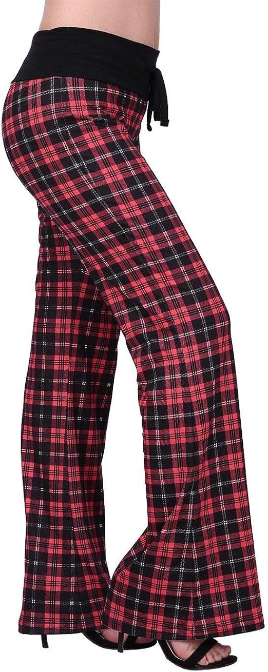 didit_ho 1Pc Red Black Flannel Womens Cotton Pajama Pants Wide Leg