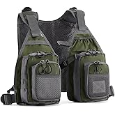 FLYDWV Breathable Fishing Vest for Men Women, Multi-Pocket Adjustable Outdoor Fly Fishing Vest for Trout Fishing and Angling