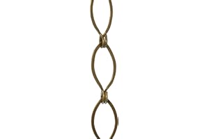 RCH Hardware CH-04-AB-3 Decorative Antique Solid Brass Chain for Hanging, Lighting - Sleek Ovals and Unwelded Links (3 ft/1 Yard)
