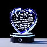 To My Wife Gifts, "I Love You" 3D Laser Engraved in Heart K9 Crystal with 6-Color LED Base & Gift Box, Romantic Anniversary Valentine's Birthday Gift for Wife from Husband, Eternal Keepsake Home Decor