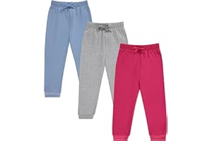 BTween Kids Girl's Fashion Stretch Waist Ultra Soft Jogger Pants Set - 3 Pack Bundle