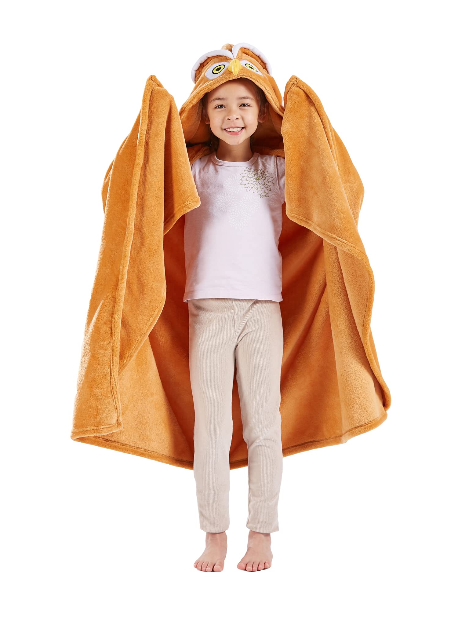 ATOZ Sleeping Blanket for Kids Shawls Toddler Hooded Blankets Towels for Kids Bath Swimming Beach Owl L for Height: 120-150cm