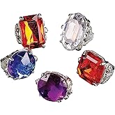 Fun Express Jumbo Rhinestone Costume Rings - Bulk set of 12, with Adjustable Band - Dress Up, Halloween and Costume Jewelry