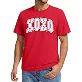 PNORATM Valentine's Day Shirt for Men:XXOO Print Short Sleeve Tops Funny Valentine Gifts for Men