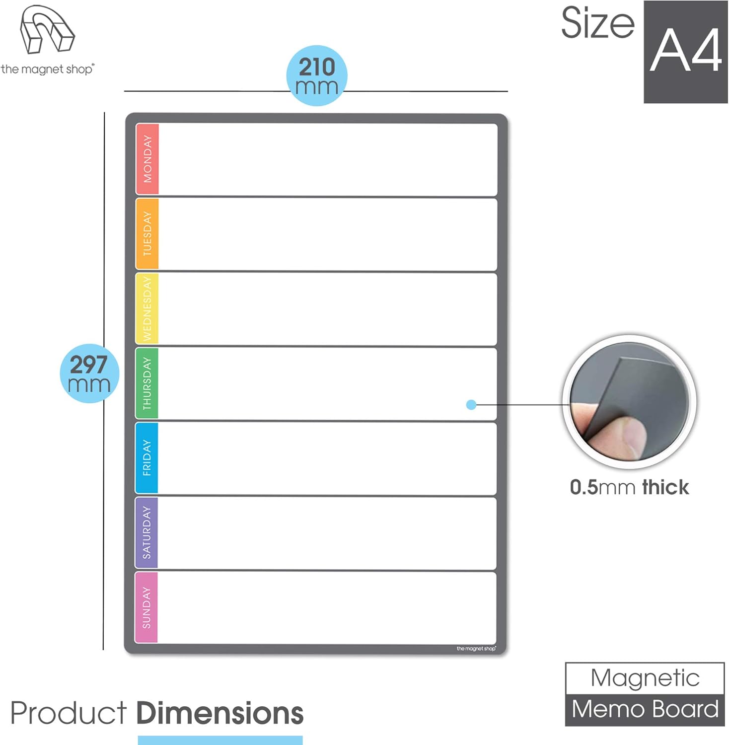 TMS Magnetic Weekly Planner and Organiser A4, Multi-Coloured Style 2 (4 Pens) - Image 4