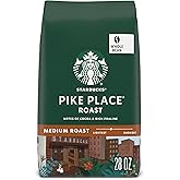 Starbucks Whole Bean Coffee Pike Place Roast, 28 oz Bag | 100% Arabica whole bean coffee; Medium Roast Pike Place Roast; 1 bag, 28 oz