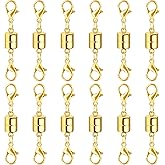 SUTQIGUI Magnetic Necklace Jewelry Clasps and Closures with Double Lobster Clasp, 14K Gold Magnetic Jewelry Clasps for Necklaces, Bracelet Necklace Extenders for Women (12PCS)