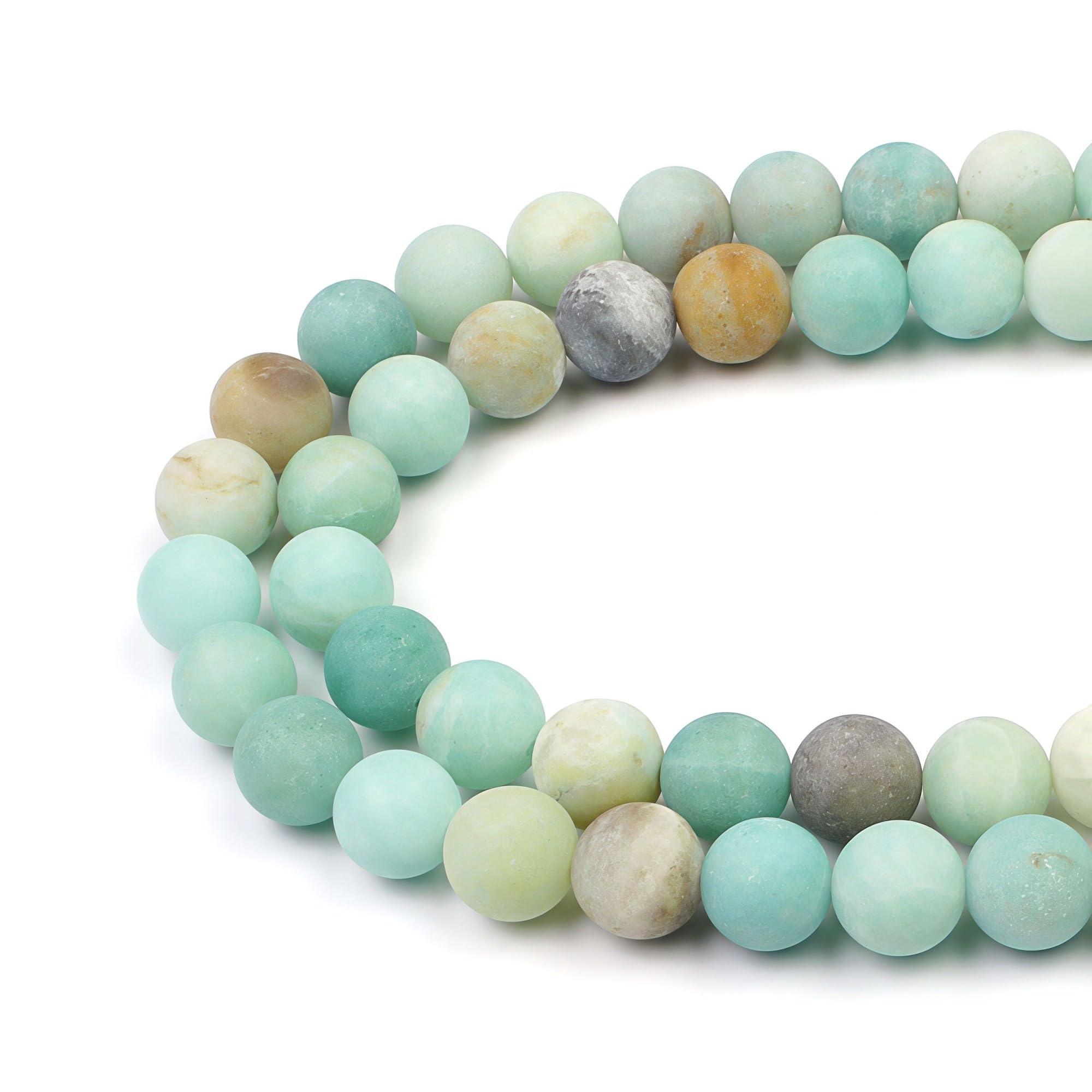 MJDCB Natural Round Stone Beads 8mm Frosted Amazonite Loose Gemstone Beads for Jewelry Making Bracelet Necklace 43pcs