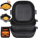 BYKITCHEN 3 Pack Silicone Air Fryer Liners, Square 7-9 Inch Fits Ninja COSORI