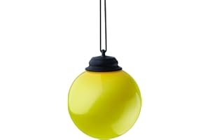 Xodus Innovations WP420 Battery Powered Hanging Decorative Outdoor Pulsing 5" Globe Light with Sensor Turns-On at Dark, for 4 Hours, 5 Inch, Yellow