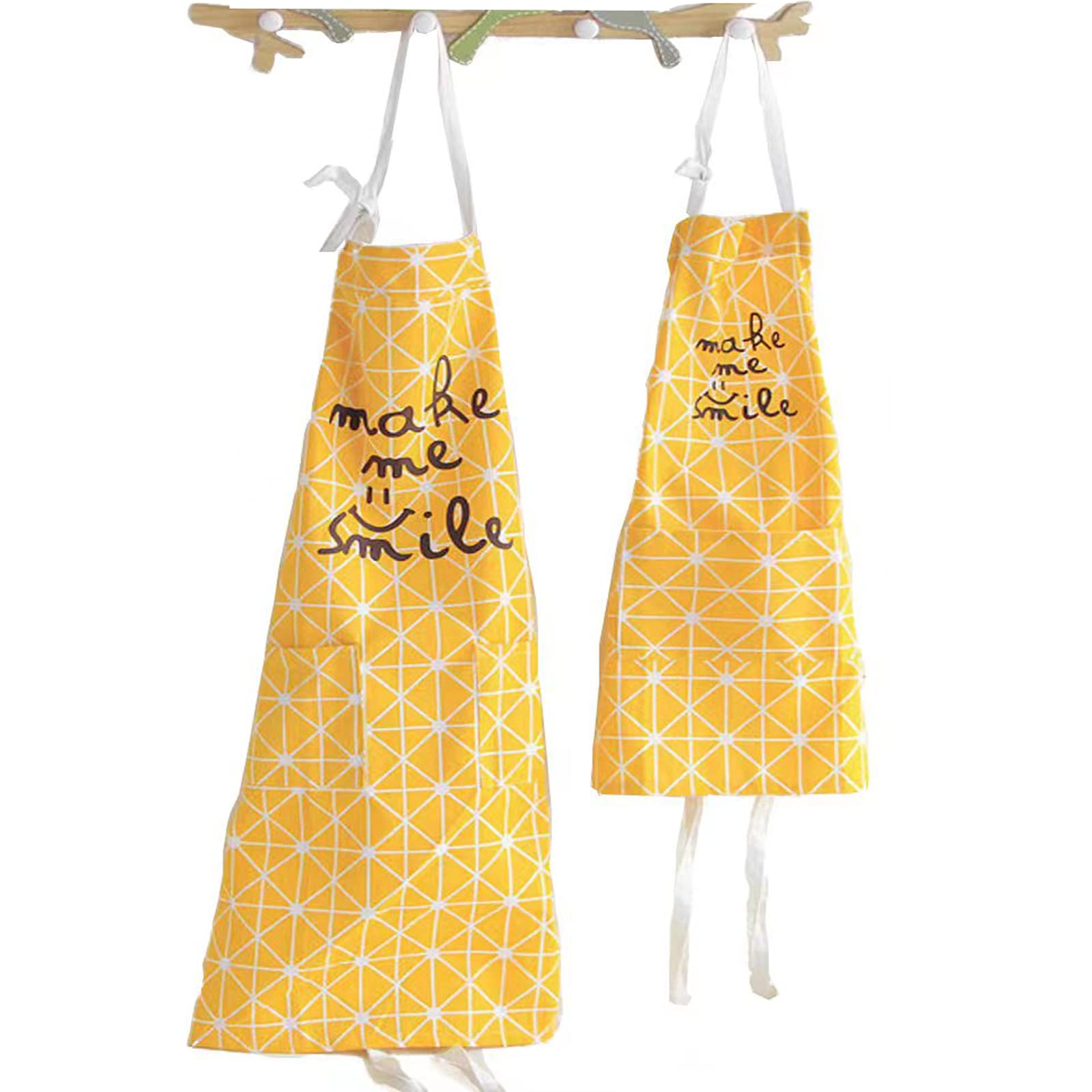 2 Pack Cotton Blend Parent and Child Apron, Creative Artist Apron with Pockets Great Helper in Daily Life, Matching for Adult and Kid Cooking,Baking,Painting, Gardening Mommy and Me Matching Set