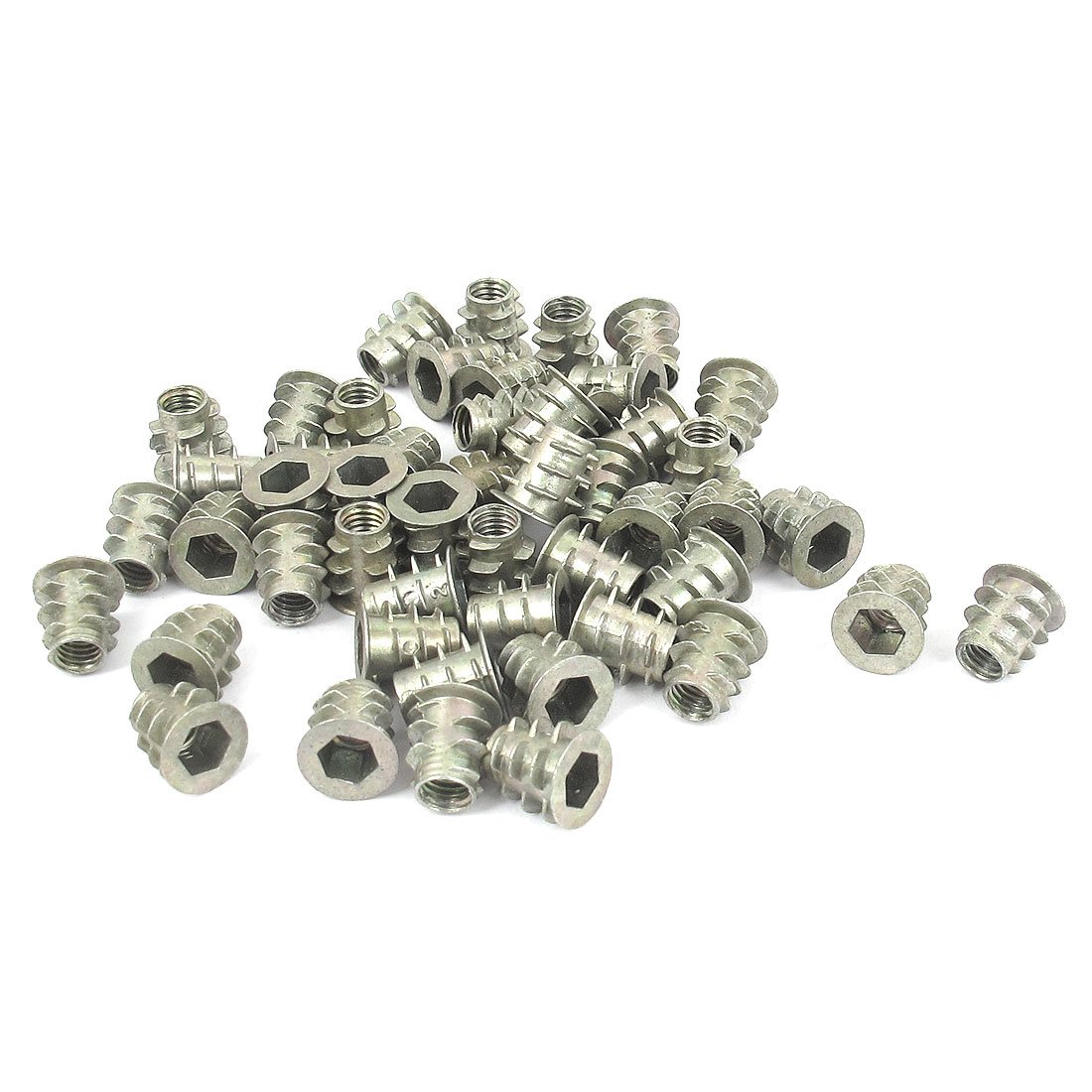 Sourcingmap M5x10mm Hex Socket Screw in Thread Insert Nut with Round Plate End 50 Pcs for Wood