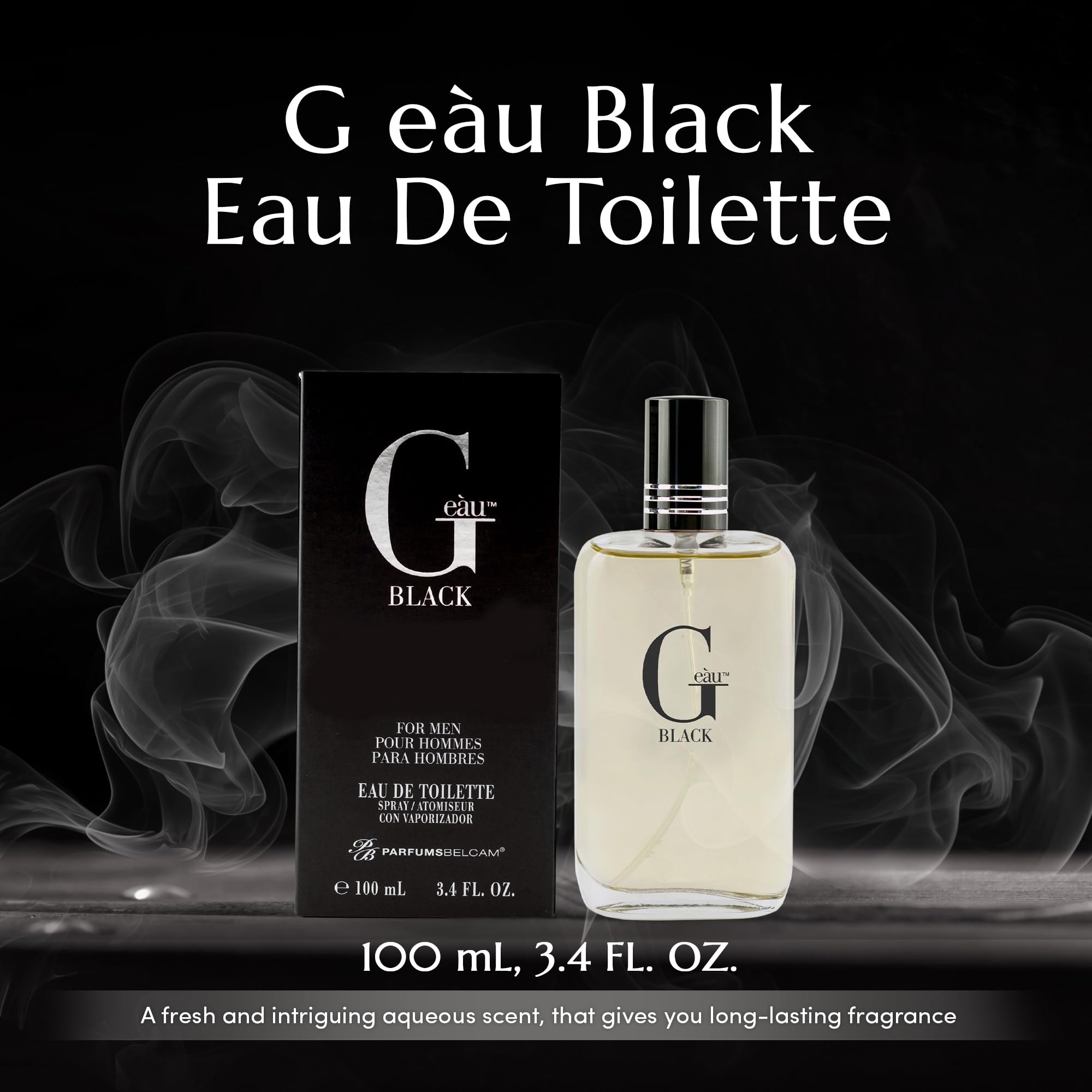 PB ParfumsBelcam G eàu Black Eau De Toilette Spray for Men – 100 mL Affordable, Long-Lasting Fresh Aquatic Fragrance & Spicy Aquatic Scent with Sandalwood & Patchouli for Day & Night Use