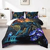 AILONEN Black Panther Comforter Set Twin Size,Glowing Panther Print Bedding Set for Kids Boys Men,3-Piece Wildlife Forest Cheetah Leopard Duvet Set,1 Comforter with 2 Pillowcases