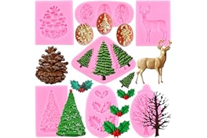 Zixiang Christmas Silicone Molds Christmas Silicone Fondant Molds Christmas Tree Pinecone Bell Reindeer Holly Leaves Molds For Xmas Cake Decorating Cupcake Topper Candy Chocolate Gum Paste Set Of 7