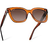 WearMe Pro Women's Polarized Large Square Sunglasses: Subtle Cat Eye Corners, Thick Frame & Modern Aesthetics