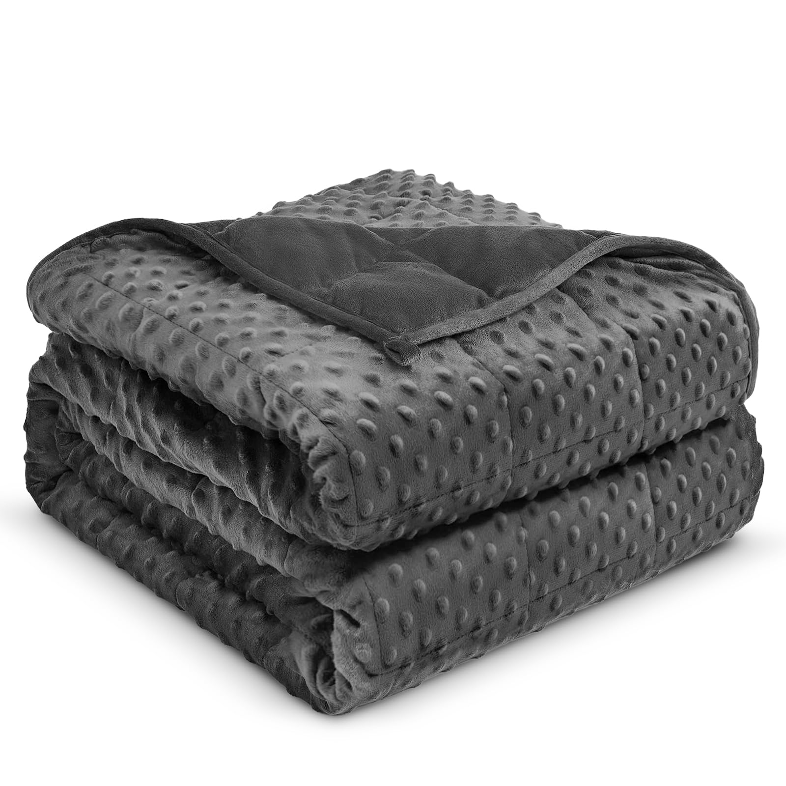 Photo 1 of Weighted Blanket 15lbs for Adults, Ultra Soft Minky Dot Heavy Blankets for Sleep, Breathable Washable Throw Blanket with Glass Beads, 48"x72" Twin Size, Grey