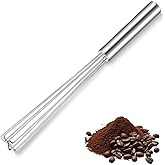 Baderke 1 Pack Espresso Whisk Tool 10.6" Long Handle Mini Whisk for Coffee Stirring Stainless Steel Silver Triangular Design Fit Coffee Chocolate Milk, Mixing Tool for Commercial Home Use