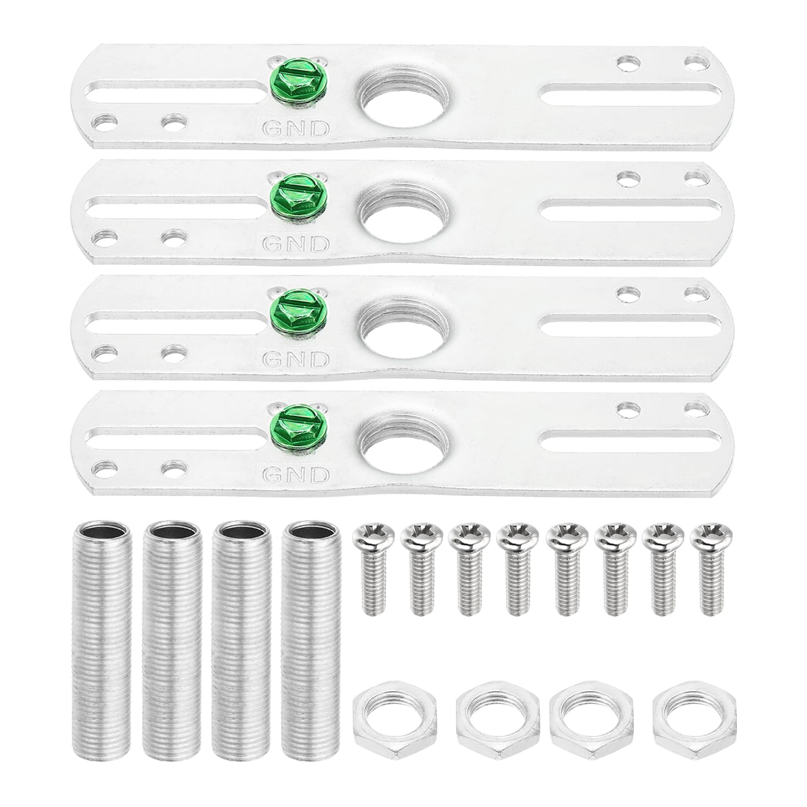 PATIKIL 4" Light Crossbar Kit, 4 Set Universal Light Fixture Mounting Bracket with 1/8IP Tap Center Hole Ceiling Light Plate Canopy Hardware Set for Chandelier Wall Light, Silver Tone